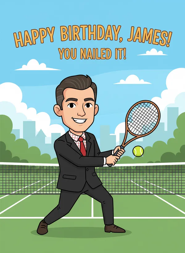 AI-generated greeting card featuring James