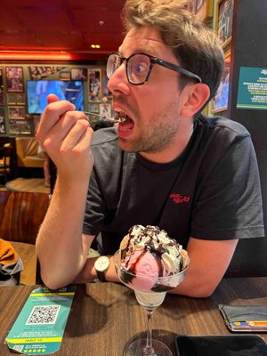 Original photo of Tom that inspired the card design